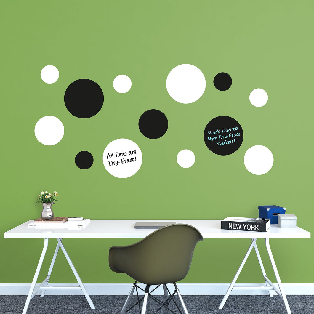 Black & White Message Dots - Removable Dry Erase Vinyl Decal