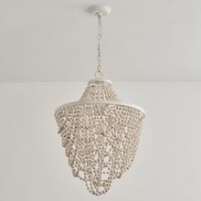 Load image into Gallery viewer, Antique White Bedroom 3-Light Chandelier Light with Wood Beads
