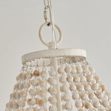 Load image into Gallery viewer, Antique White Bedroom 3-Light Chandelier Light with Wood Beads
