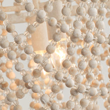 Load image into Gallery viewer, Antique White Bedroom 3-Light Chandelier Light with Wood Beads
