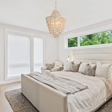 Load image into Gallery viewer, Antique White Bedroom 3-Light Chandelier Light with Wood Beads
