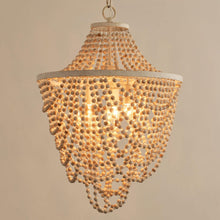 Load image into Gallery viewer, Antique White Bedroom 3-Light Chandelier Light with Wood Beads
