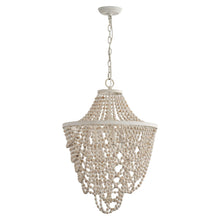 Load image into Gallery viewer, Antique White Bedroom 3-Light Chandelier Light with Wood Beads
