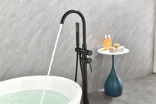 Carregar imagem no visualizador da galeria, Mount Bathtub Faucet Freestanding Tub Filler Matte Black Standing High Flow Shower Faucets with Handheld Shower Mixer Taps Swivel Spout
