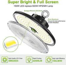 Load image into Gallery viewer, 150W LED High Bay Light 20852lm 0-10V Dimmable 5000K IP65 Waterproof Commercial Warehouse Lighting Fixture
