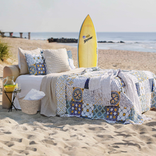 Load image into Gallery viewer, Solid Kantha Pick Stitch Yarn Dyed Cotton Woven Quilt/Coverlet Set
