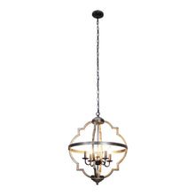 Carregar imagem no visualizador da galeria, Bennington 4-Light Brown Wood Chandelier
