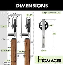 Cargar imagen en el visor de la galería, Double Track U-Shape Bypass Sliding Barn Door Hardware Kit - Spoke Wheel Design Roller
