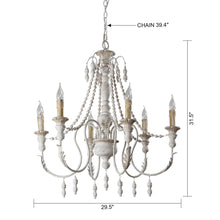 Carregar imagem no visualizador da galeria, Billiter 6-Light Wood White Chandelier
