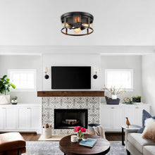 Carregar imagem no visualizador da galeria, Black 3-Light Farmhouse Flush Mount Ceiling Light
