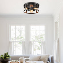 Carregar imagem no visualizador da galeria, Black 3-Light Farmhouse Flush Mount Ceiling Light
