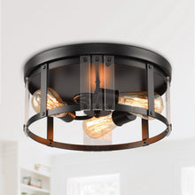 Carregar imagem no visualizador da galeria, Black 3-Light Farmhouse Flush Mount Ceiling Light
