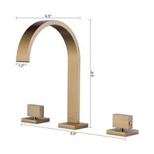 Carregar imagem no visualizador da galeria, Brushed Gold 3-Hole Double Handle Bathroom Sink Faucet
