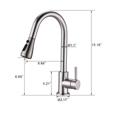 Carregar imagem no visualizador da galeria, Pull Down Kitchen Faucet with Sprayer Stainless Steel Brushed Nickel
