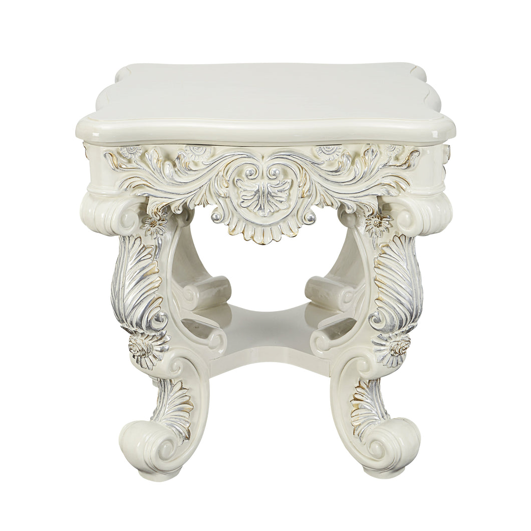 Adara END TABLE Antique White Finish