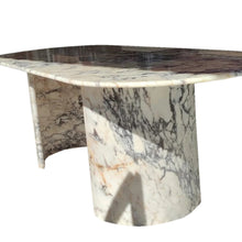 Load image into Gallery viewer, Calacatta Viola Marble Oval Dining Table with C Shape Marble Legs Polished
