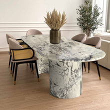 Load image into Gallery viewer, Calacatta Viola Marble Oval Dining Table with C Shape Marble Legs Polished
