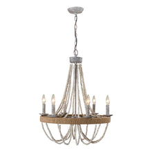 Carregar imagem no visualizador da galeria, Chokio 6-Light Wood Bead Chandelier
