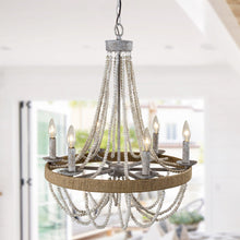 Carregar imagem no visualizador da galeria, Chokio 6-Light Wood Bead Chandelier
