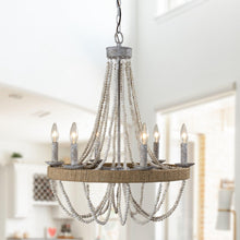 Carregar imagem no visualizador da galeria, Chokio 6-Light Wood Bead Chandelier
