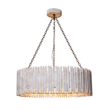 Carregar imagem no visualizador da galeria, Chouinard 3-Light Natural Wooden Drum Chandelier
