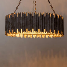 Carregar imagem no visualizador da galeria, Chouinard 3-Light Natural Wooden Drum Chandelier
