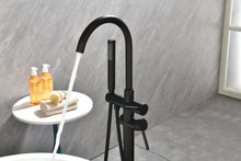 Carregar imagem no visualizador da galeria, Mount Bathtub Faucet Freestanding Tub Filler Matte Black Standing High Flow Shower Faucets with Handheld Shower Mixer Taps Swivel Spout
