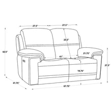 Load image into Gallery viewer, Timo Top Grain Leather Power Reclining Loveseat Adjustable Headrest Cross Stitching
