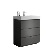 Carregar imagem no visualizador da galeria, Alice 30&quot; Gray Bathroom Vanity with Sink, Large Storage Freestanding Bathroom Vanity for Modern Bathroom, One-Piece White Sink Basin without Drain and Faucet
