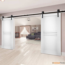 Cargar imagen en el visor de la galería, Mela 7444 White Silk Double Barn Door | Black Rail
