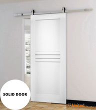 Load image into Gallery viewer, Mela 7444 White Silk Barn Door and Silver Finish Rail
