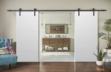 Cargar imagen en el visor de la galería, Planum 0770 Painted White Matte Double Barn Door and Black Rail
