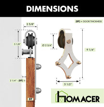 Cargar imagen en el visor de la galería, Non-Bypass Sliding Barn Door Hardware Kit - Diamond Design Roller - Silver Finish
