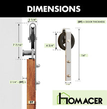 Carregar imagem no visualizador da galeria, Non-Bypass Sliding Barn Door Hardware Kit - Spoke Wheel Design Roller - Silver Finish
