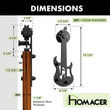 Load image into Gallery viewer, Non-Bypass Sliding Barn Door Hardware Kit - Guitar Design Roller
