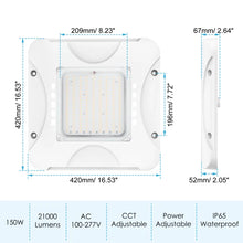 Load image into Gallery viewer, 80W/120W/150W Dimmable LED Canopy Light with CCT Selectable 3000K/4000K/5000K - IP65 Rated
