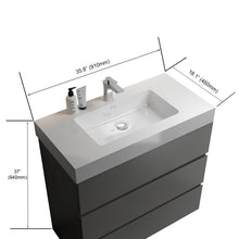 Carregar imagem no visualizador da galeria, Alice 36&quot; Gray Bathroom Vanity with Sink, Large Storage Freestanding Bathroom Vanity for Modern Bathroom, One-Piece White Sink Basin without Drain and Faucet
