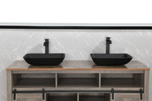 Carregar imagem no visualizador da galeria, 13.0&quot; L -18.13&quot; W -4&quot; H Matte Shell Glass Rectangular Vessel Bathroom Sink in Black with Matte Black Faucet and Pop-Up Drain in Matte Black
