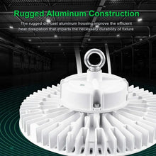 Carregar imagem no visualizador da galeria, 200W LED UFO High Bay Light: 5000K, 28000 Lumens, Dimmable, IP65, Wide 120° Beam Angle for Industrial Illumination
