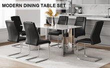 Load image into Gallery viewer, Table and chair set, modern and minimalist dining table. Imitation marble glass sticker desktop, stainless steel legs, stable and beautiful. Comfortable PU seats. DT-69
