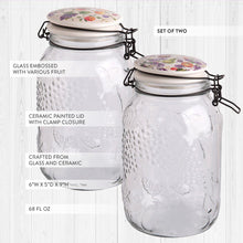 Carregar imagem no visualizador da galeria, LARGE Fresh Fruit Embossed Glass Canisters, Set of 2
