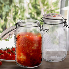 Load image into Gallery viewer, LARGE Fresh Fruit Embossed Glass Canisters, Set of 2
