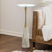 Load image into Gallery viewer, Golden Marble &amp; Metal Table with Pedestal Base
