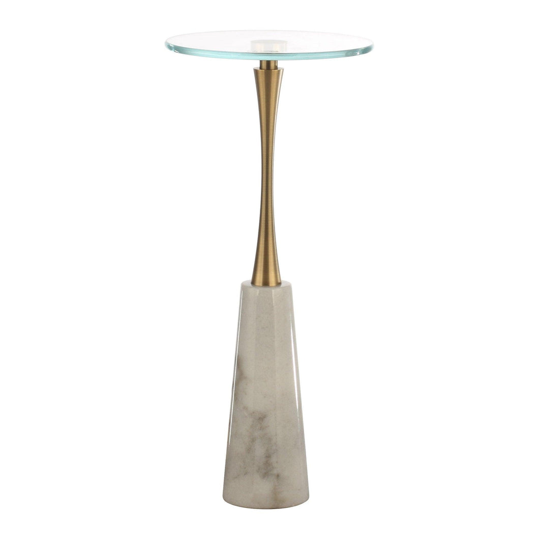 Golden Marble & Metal Table with Pedestal Base