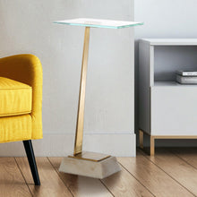 Load image into Gallery viewer, Golden Square Side Table with Marble Base
