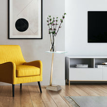 Load image into Gallery viewer, Golden Square Side Table with Marble Base
