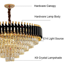 Load image into Gallery viewer, MIRODEMI® Luxury Black Crystal Led Hanging Chandelier For Living Room, Bedroom | S2024S
