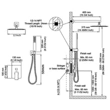 Carregar imagem no visualizador da galeria, Shower System Shower Faucet Combo Set Wall Mounted with 12&quot; Rainfall Shower Head and handheld shower faucet, Brushed Nickel Finish with Brass Valve Rough-In
