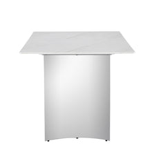 Carregar imagem no visualizador da galeria, Modern minimalist dining table. White imitation marble glass sticker desktop, stainless steel legs, stable and beautiful. Suitable for living room and dining room 63&quot; x35.4&quot; x29.5&quot; DT-69
