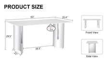 Carregar imagem no visualizador da galeria, Modern minimalist dining table. White imitation marble glass sticker desktop, stainless steel legs, stable and beautiful. Suitable for living room and dining room 63&quot; x35.4&quot; x29.5&quot; DT-69
